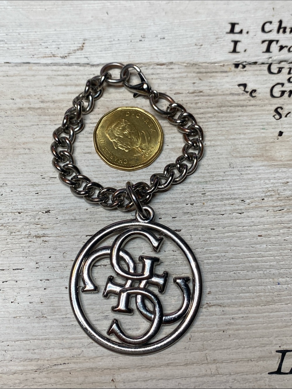 3📚/$25 GUESS Silver Logo Pendant Charm - Picture 5 of 6